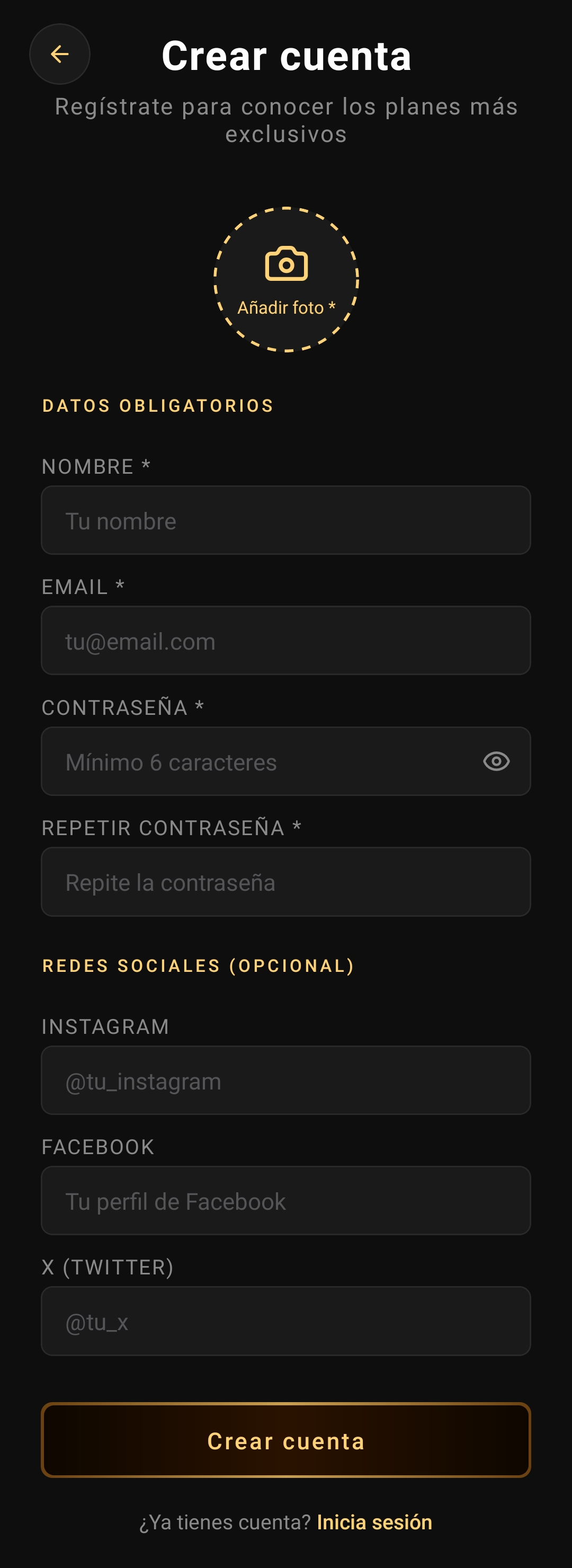 Pantalla de Registro